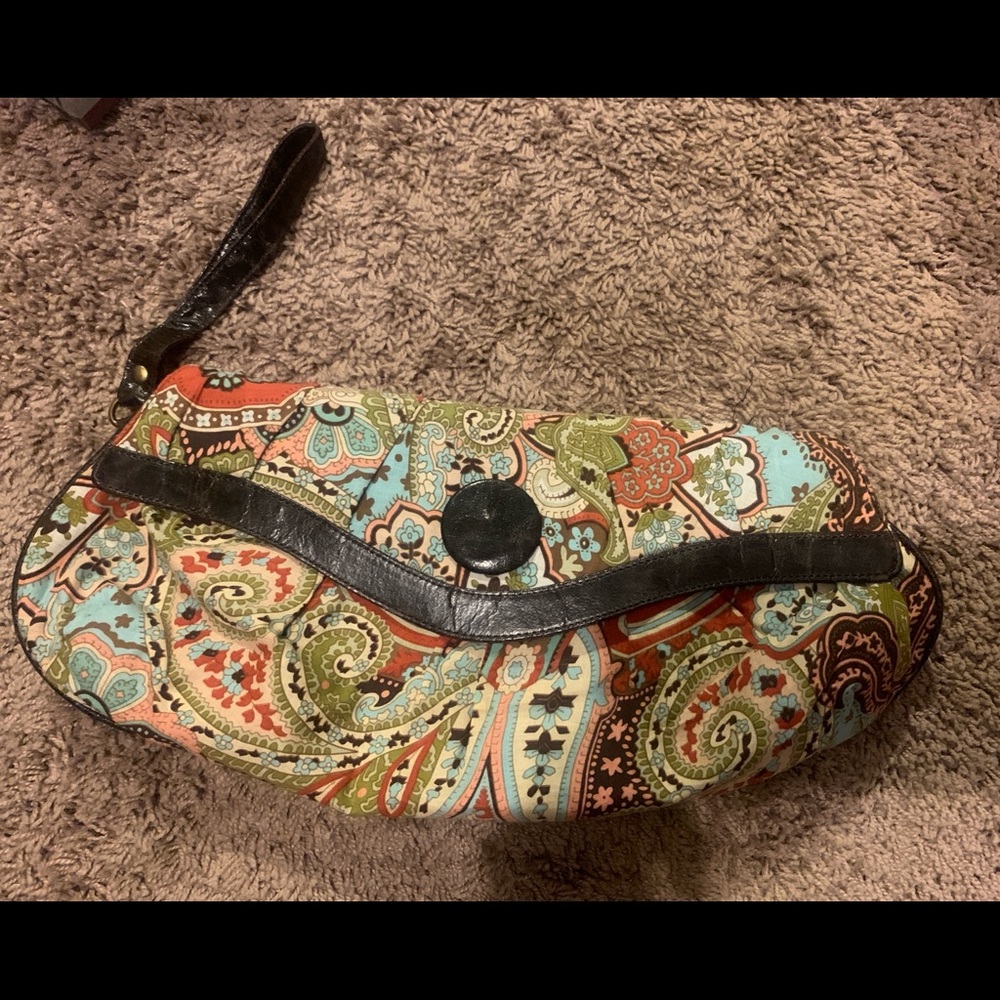 Ebisu Oversized Vintage Wristlet Clutch Floral Cotton Vintage